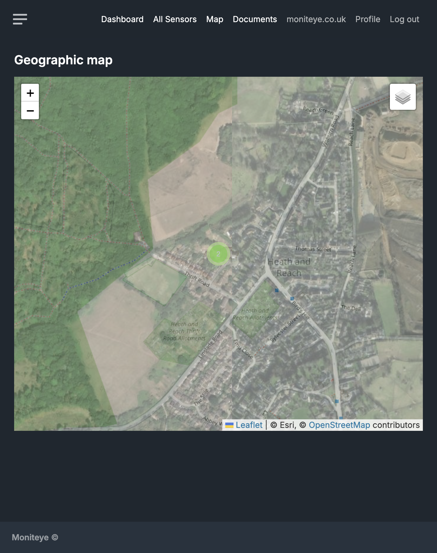 Geographic estate map with site markers